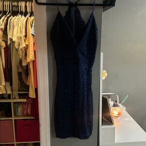 Emerald Sundae Midnight Blue Backless Dress